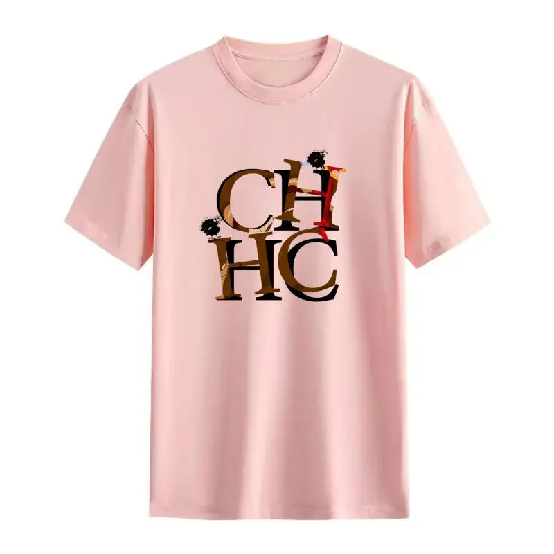 T-shirt stampata di marca CH New Art Letter disponibile in più colori Cotone Vestibilità comoda Casual Moda quotidiana Top versatile