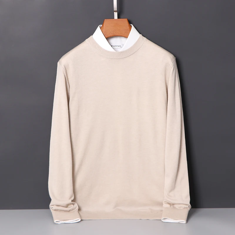 Basic Spring Autumn Winter Man Sweater Classic Men Worsted Merino Wool Knitted Pullover Long Sleeve Clothing Tops O-Neck Jumper