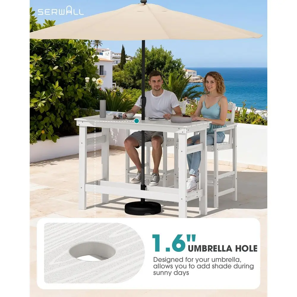 

Outdoor Bar Set 4 Adirondack Bar Chairs amp Bar Height Table with 1.6 Umbrella Hole, AllWeather HDPE Patio Furniture for Poolsi