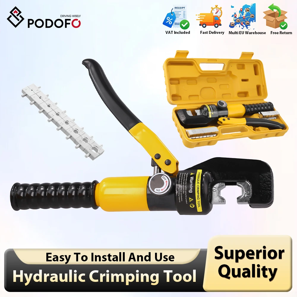 Podofo Morsetto idraulico Strumento di crimpatura idraulico domestico 4/6/10/16/25/35/50/70mm2 Utensili idraulici Pinze idrauliche con scatola