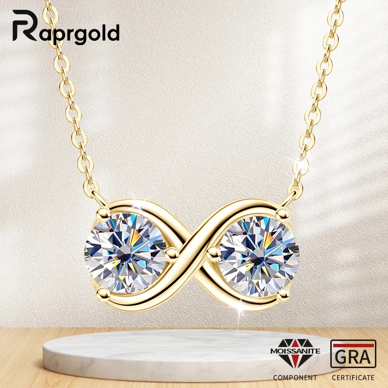 

RAPRGOLD GRA сертифицированный муассанит витой бант кулон ожерелья для женщин S925 стерлингового серебра ювелирные цепочки свадебные подарки