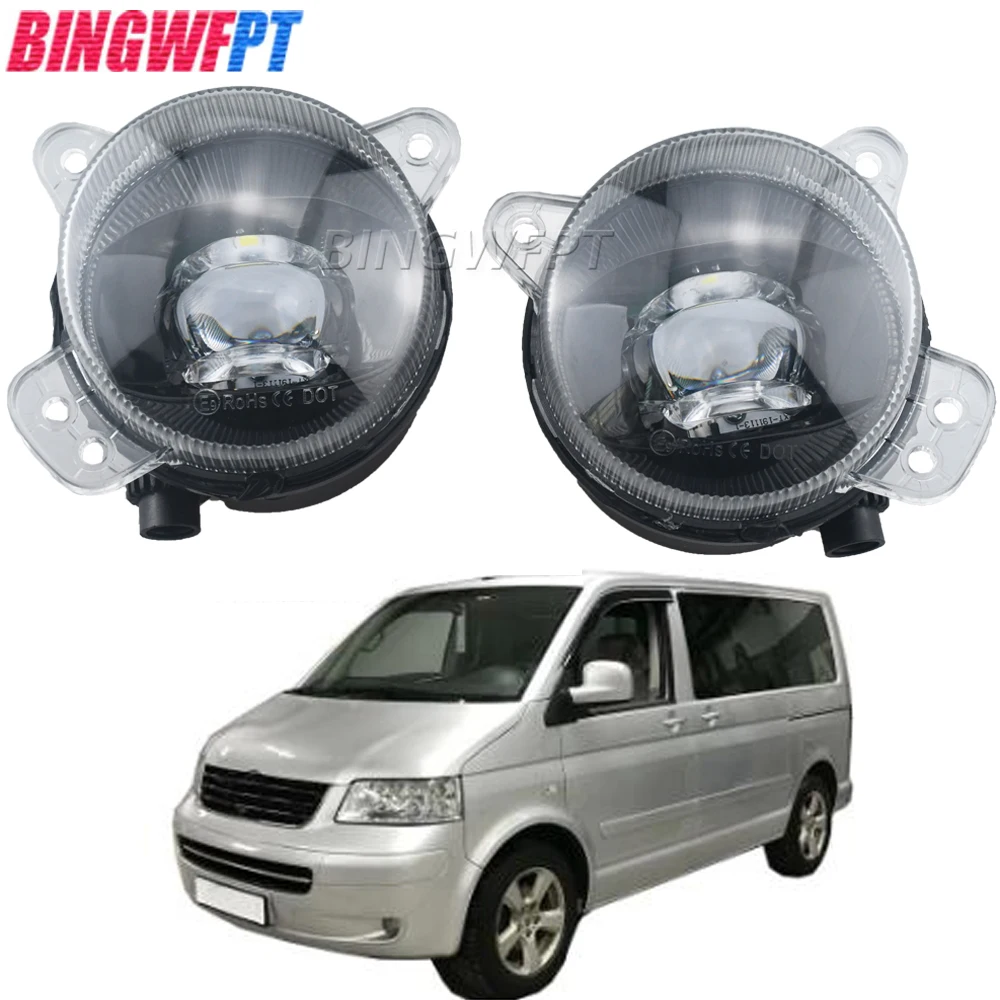 Fog Lights Car LED Lens Fog Lamps Daytime Running Lamp DRL 12V For Volkswagen VW Multivan T5 2003 2004 2005 2006 2007 2008 2009