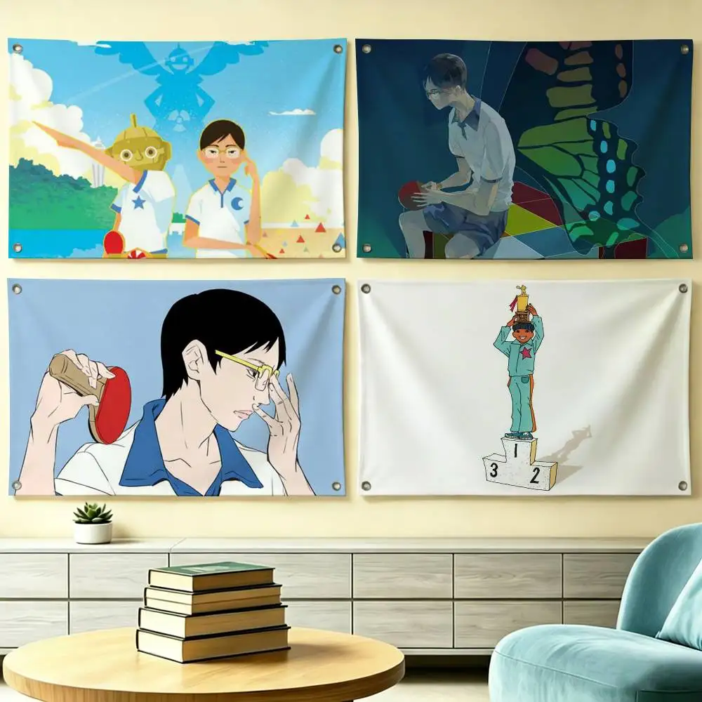 Classic Anime P-Ping Pong Flags for Bedrooms Home Decor Items Outdoor Decors Garage Decoration Flaga