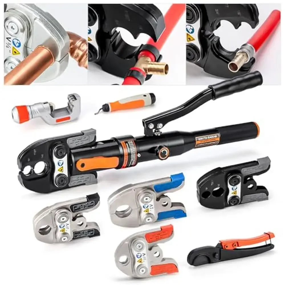 Strumento di crimpatura per raccordi per tubi idraulici Tubo in rame da 1/2", 3/4", 1" con manicotto F877 PEX Corpo in lega di alluminio 350 °   Testa girevole