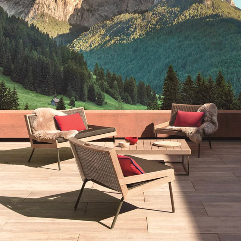 Outdoor Sofa Outdoor Sofa, Balcony Leisure , Homestay Model Room, Rattan Furniture, Courtyard Hotel Designer Teak Tables And C