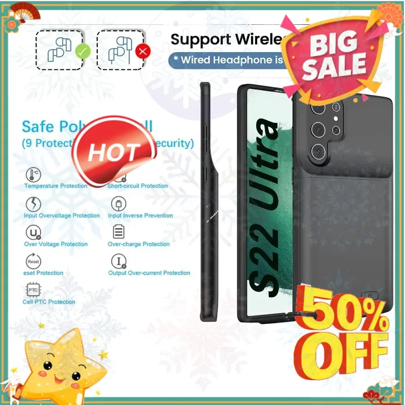 SWZY S23 Battery Case for Samsung Galaxy S22 S22+ S23 Plus S23 Ultra Power Bank Battery Charger Power Cases Shockproof Charging