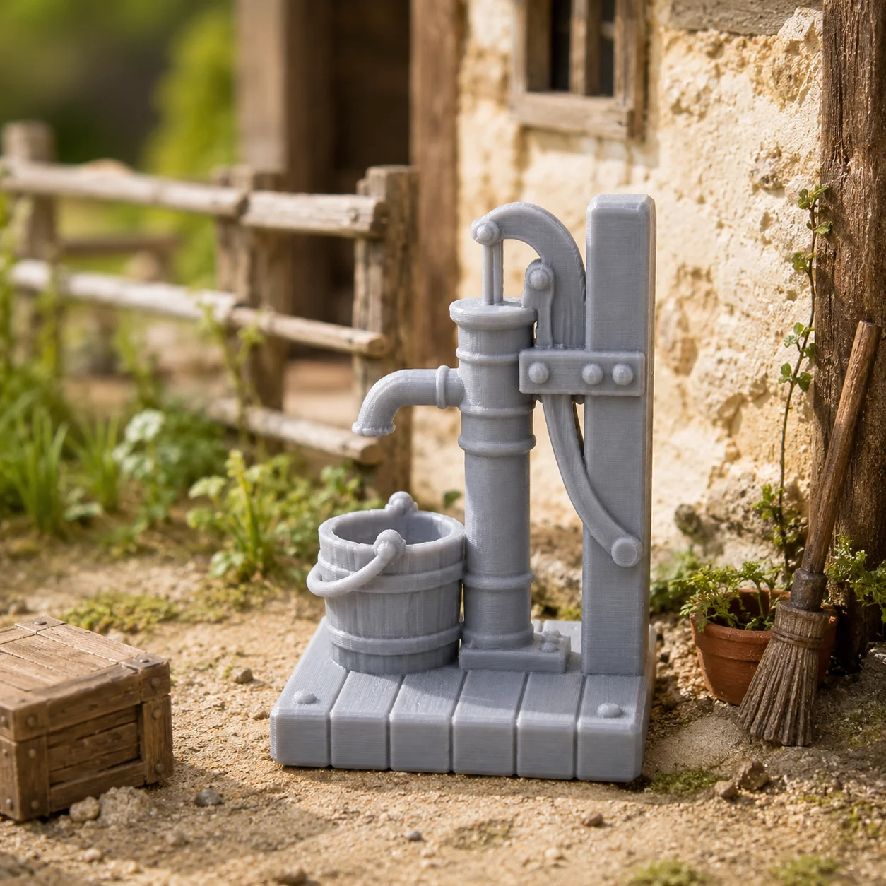 Miniature Pressure Pump, Decorative Garden Ornament for Rural Courtyard and Home Decor, Collectible for Miniature Enthusiasts