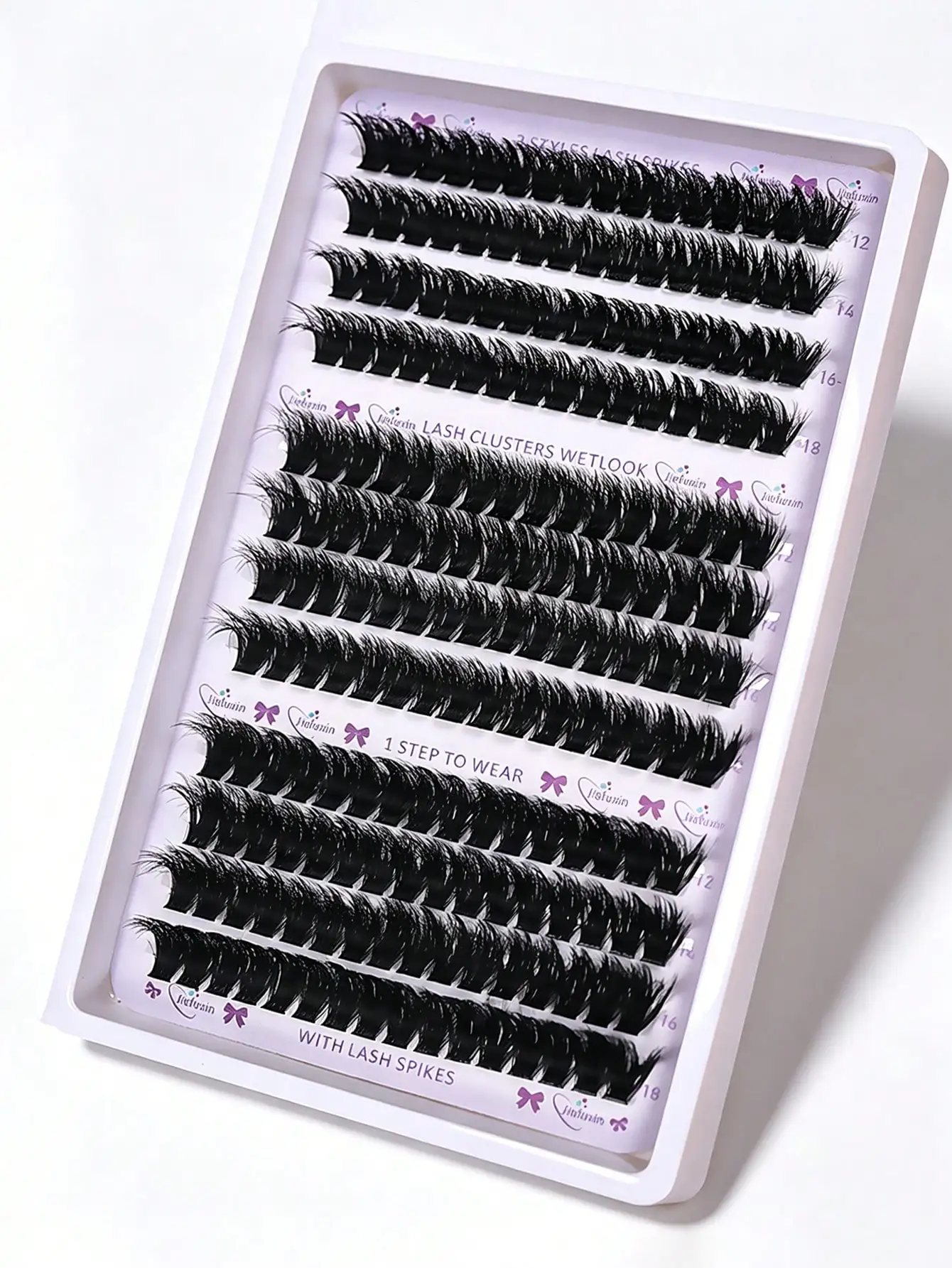 8D Dicke Flauschige DIY Wimpernbüschel 12 Reihen 80D Lange D-Curl Spike Wimpern Gemischte Länge Wiederverwendbare Segmentwimpern für Heim-Make-up – Detail 5