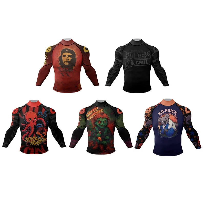 Rash Guard Jiu jitsu T-shirt For Men Rashguard T Shirts Running Sports Boxing Jerseys MMA Compression Shirt Kickboxing Boxeo Tee