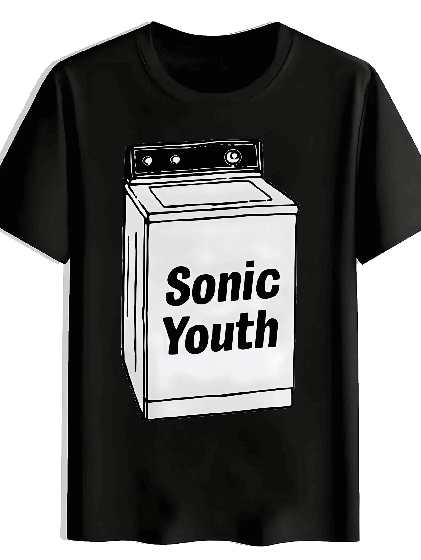 

Retro Rock Tee SONIC YOUTH Men s Retro Rock Band Graphic T-Shirt Black Casual Summer Polyester Tee