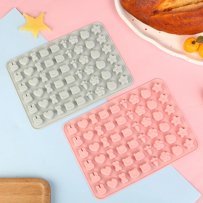 1Pc 54 Cavities Fruit Animal Silicone Mold DIY Mini Chocolate Ice Cube Tray Dropper Candy Fudge Non-stick Jelly Baking Mold