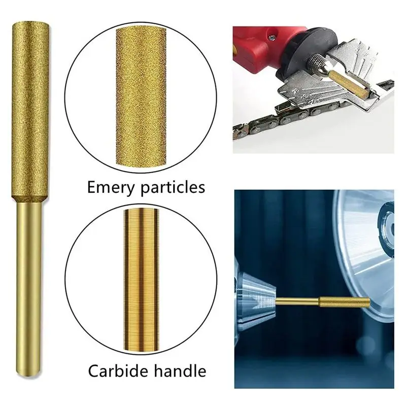 RALCA-20 Pcs Electric Chainsaw Sharpener Stone Burr Grinding Stone File,Titanium Plated Diamond Sharpening Wheels (4.0Mm)