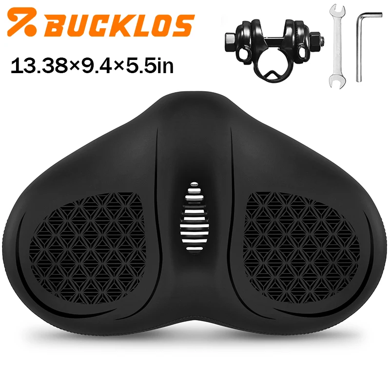 

BUCKLOS Oversized Bike Saddle Widen Thicken Bicycle Saddle Noseless Mountain Bike Seat Cushion Breathable Exercise Bicycle Seat