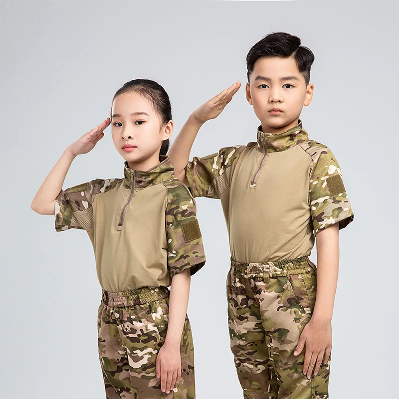 Children's Summer Short sleeve Frog Suit Camp Training Suit Primary School Kindergarten Ourdoor Training Suit
