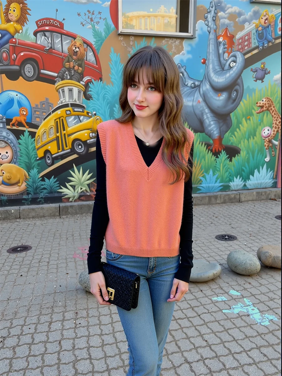 

Women'S Sweater Vests Dames Autumn All-Match Round Neck Sleeveless Buttoned Casual Simple Elegant Fashion Ladies Female Modern