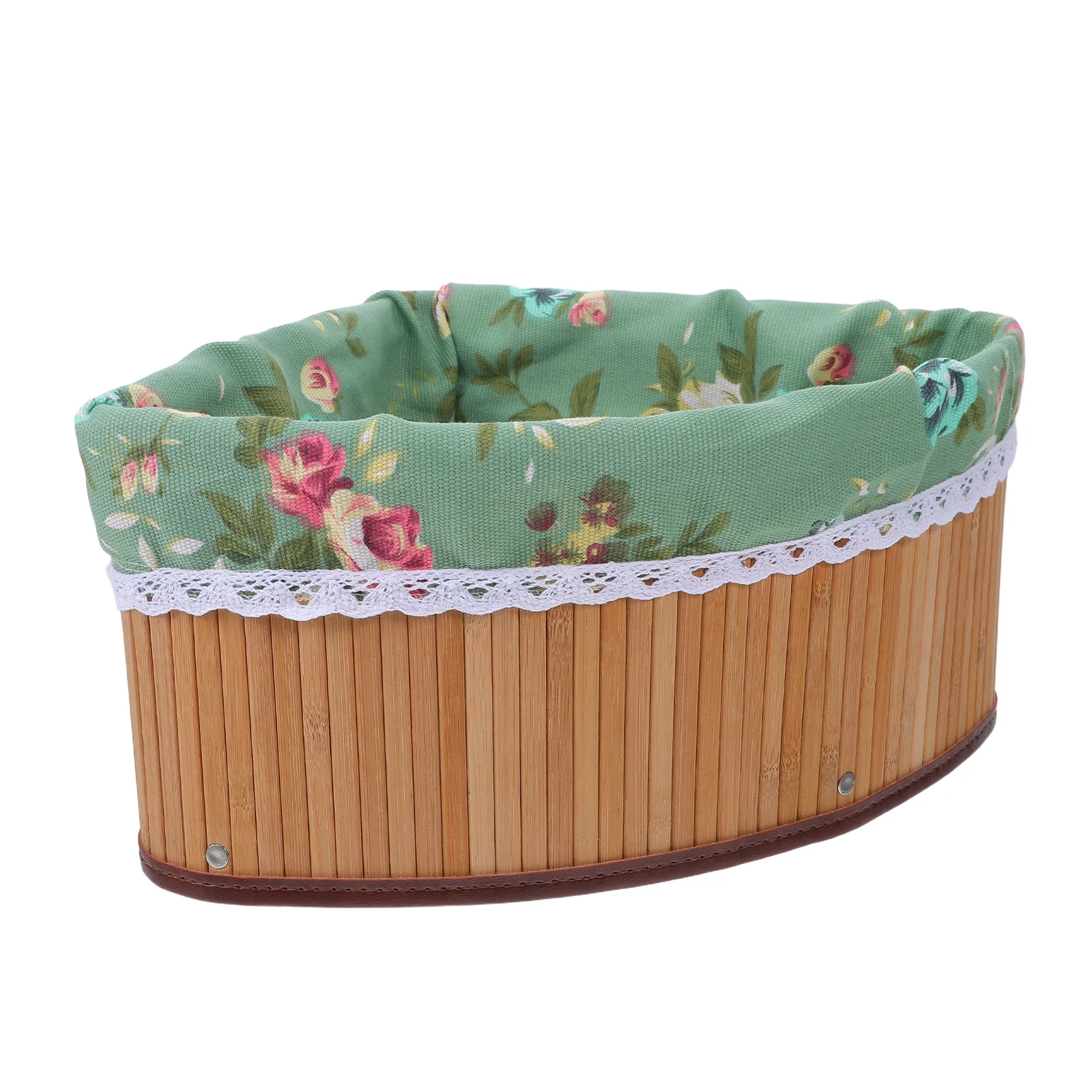 

Fan Shape Corner Storage Basket Bamboo Cube Basket Lined Organizer Bin for Bedroom Kitchen Bathroom Shelf Decor Bin