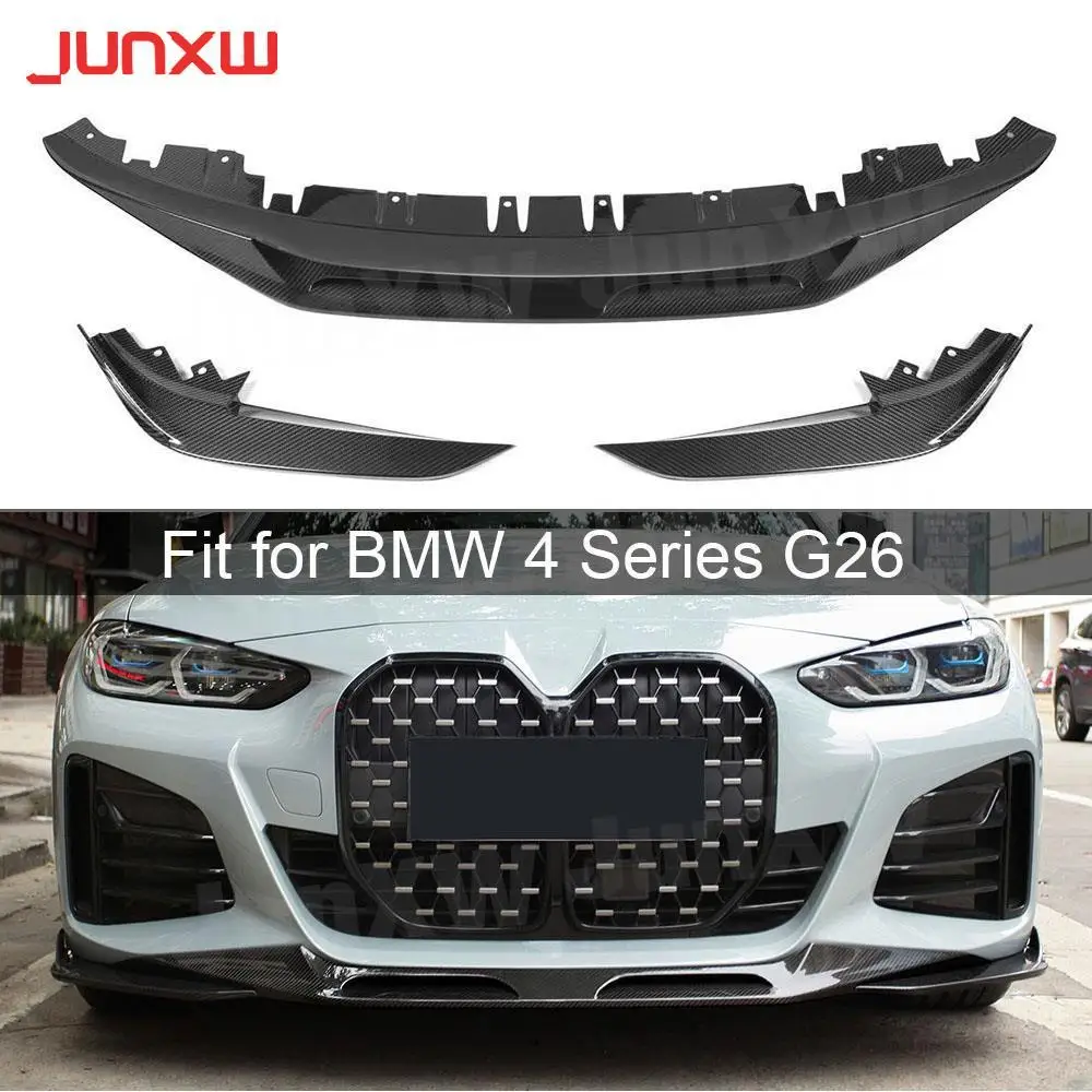 

Dry Carbon Fiber Front Bumper Lip Chin Spoiler 3PCS/Set for BMW 4 Series G26 M Sport Sedan 2020+ Front Bumper Lip Car Decoration