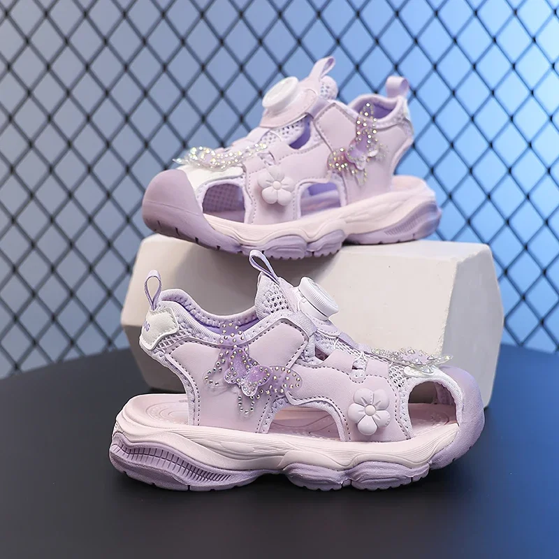 

Children's Sandals Summer 2025 Fashion Flower Butterfly Girls' Princess Shoes Soft Soled Lightweight Kid's Casual Beach Sandals