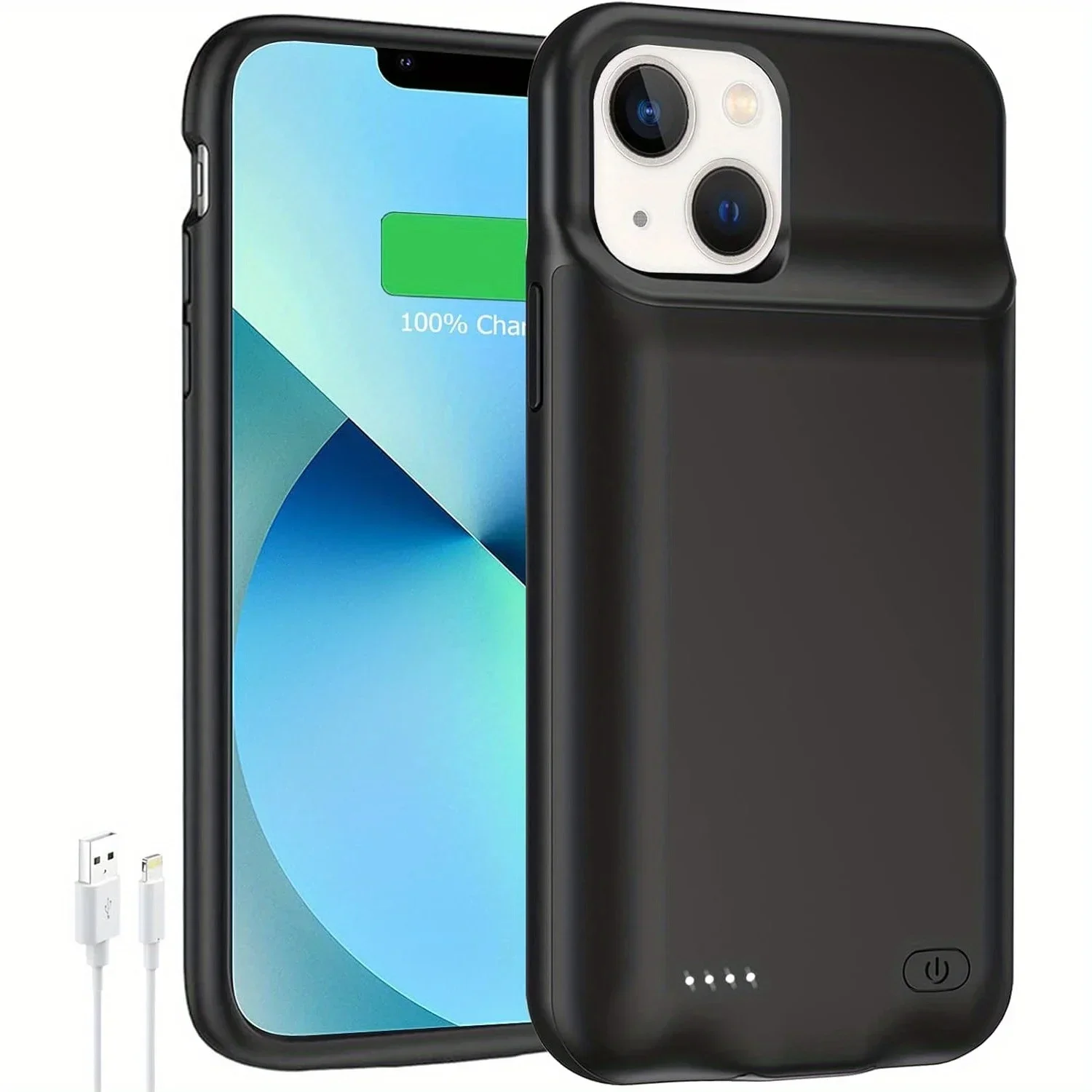 Enhanced 6800mAh Ultra Thin Portable Protective Smart Charging Case Compatible with for iPhone 12/13 Mini 6.1 inch(Black)