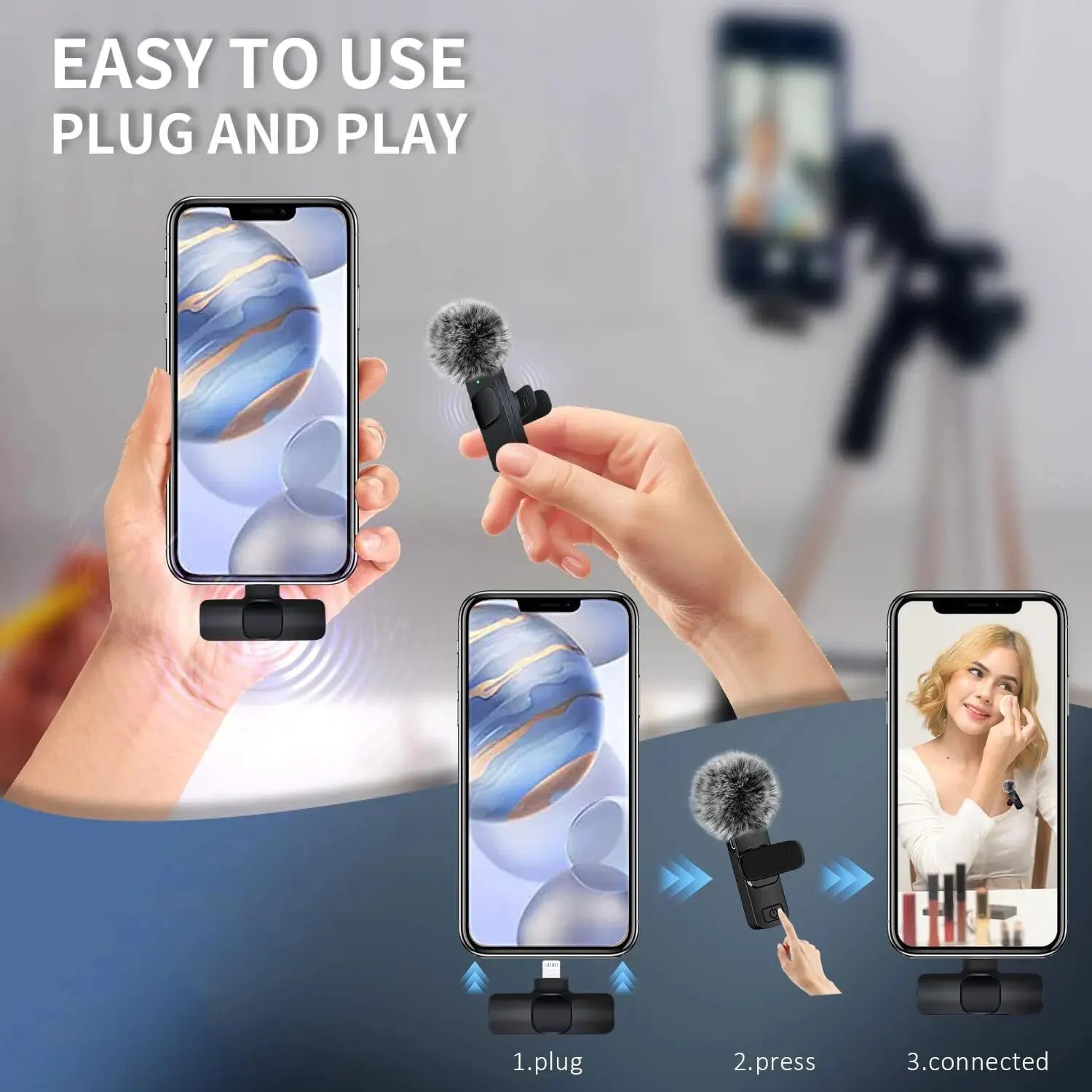 Microfone sem fio Lavalier para celular, gravação de vídeo de áudio, Mini Mic para iPhone, Android, Laptop, Live Gaming, Novo