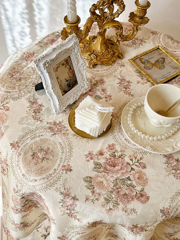 Light Luxury and High-end Lace Tablecloth Cotton and Linen Cover Coffee Table Cloth American Pastoral Round Table Elegant Decor