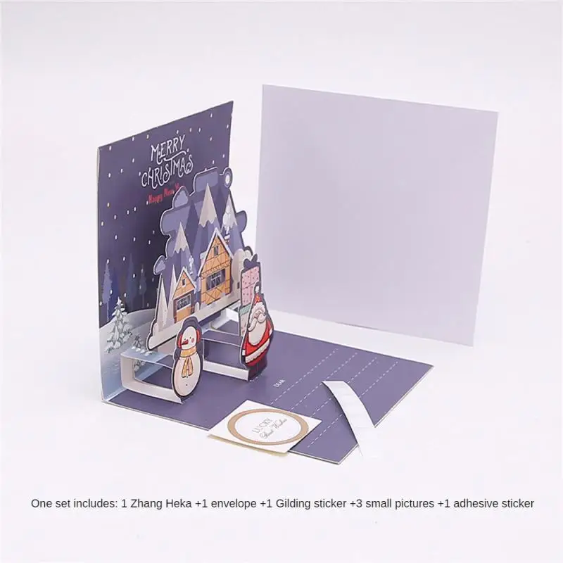 Merry Christmas 3D Cards Christmas Tree Winter Gift Pop-Up Cards Christmas Decoration Stickers New Year Greeting Cards