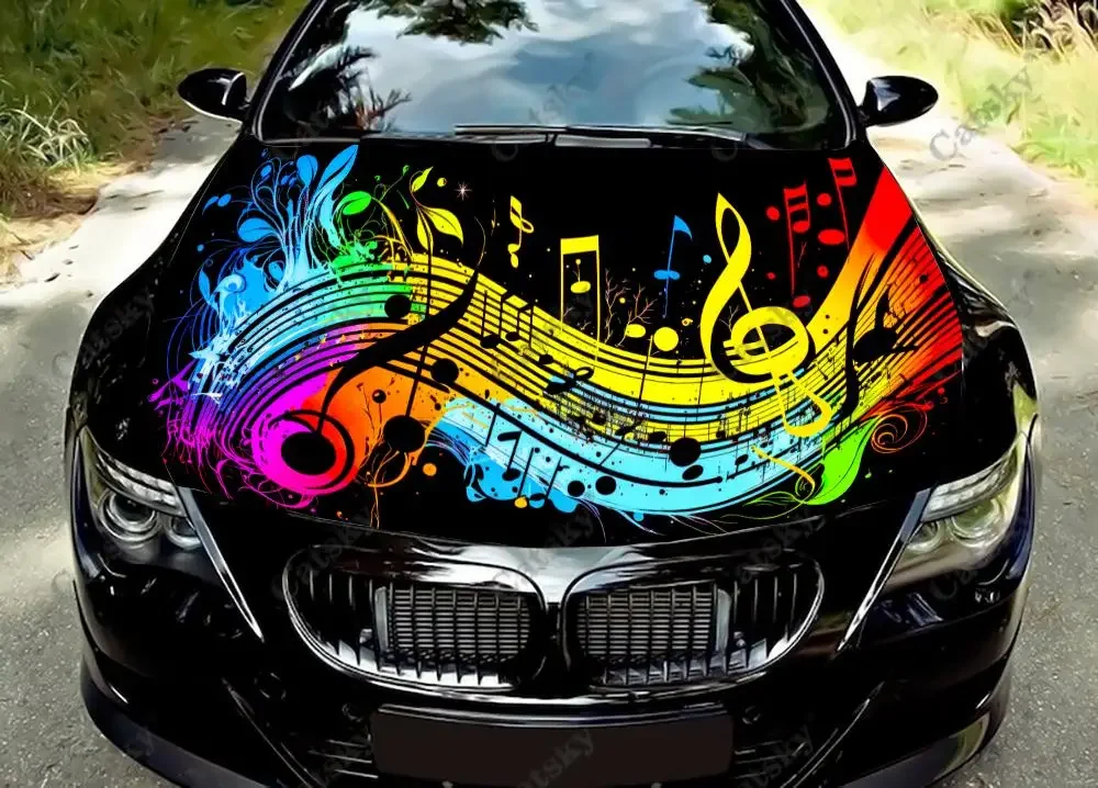 Colorful Music Notes Car Hood Decal Truck Decals Vinyl Sticker Graphic Wrap Stickers Trucks Cars Bonnet Vinyls