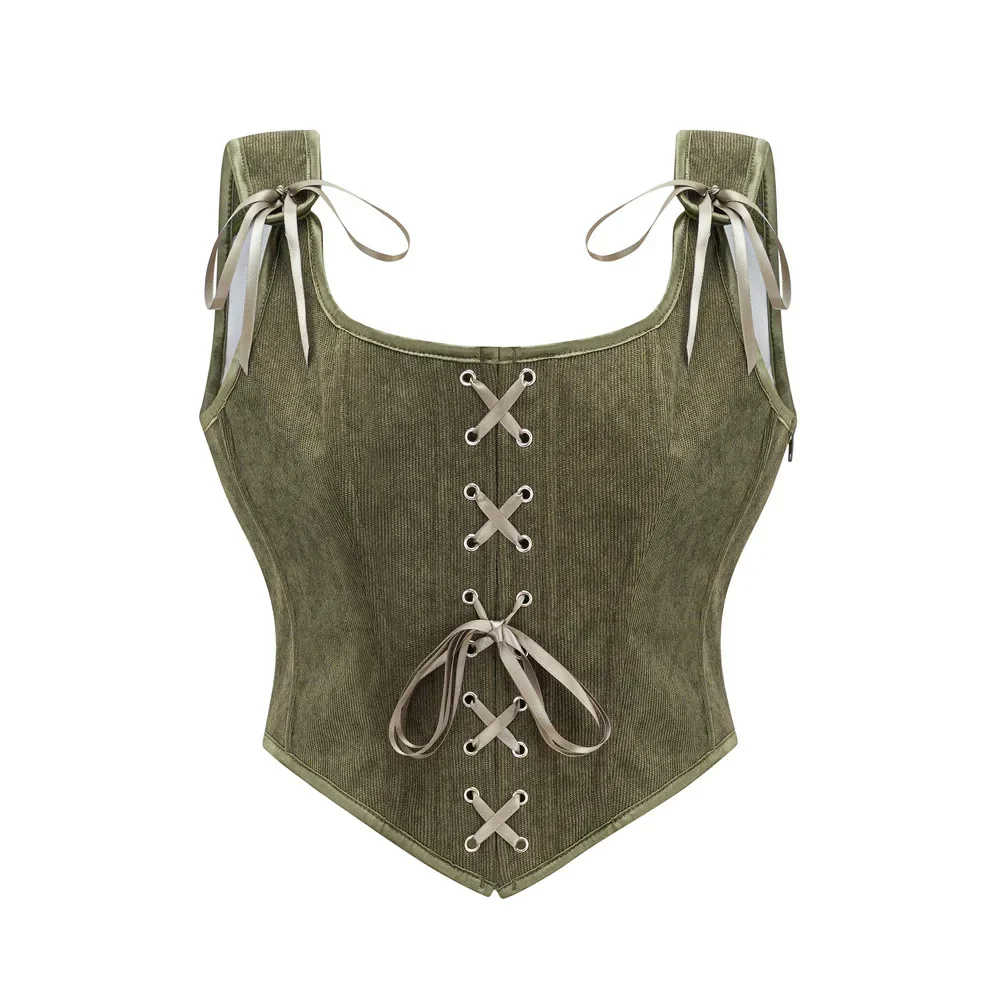 

Medieval Renaissance Corset Tops WomenGothic Vintage Overbust Bustier Crop Top with Straps Corselet Bodice Camisole