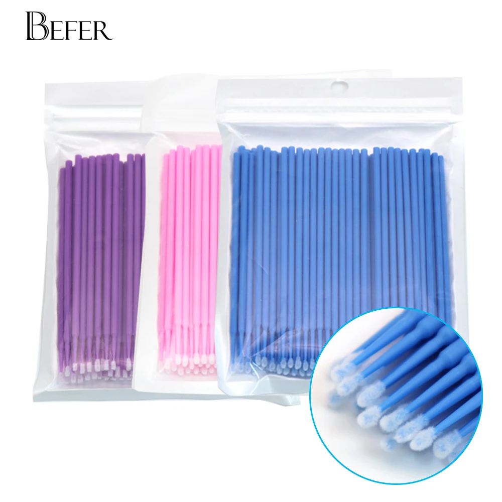 100 Stuks Wegwerp MicroBrush Lash Wattenstaafje Wimper Extension Lijm Reinigingsborstels Applicator Sticks Makeup Tools Groothandel