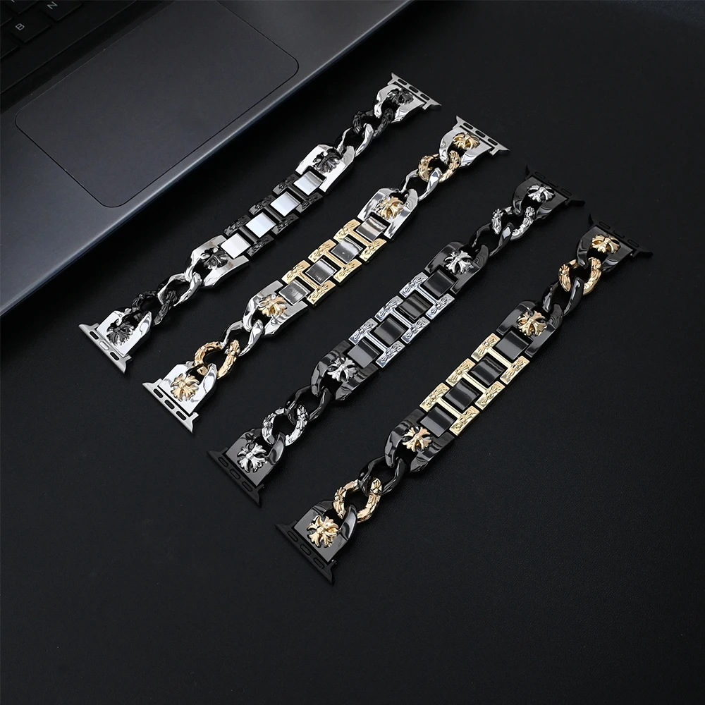 Women Stainless Steel Band for Apple Watch Ultra2 9 8 7 49 42 44 45mm Girls Hearts Bracelet for IWatch6 5 4 Se 38 40 41mm Strap