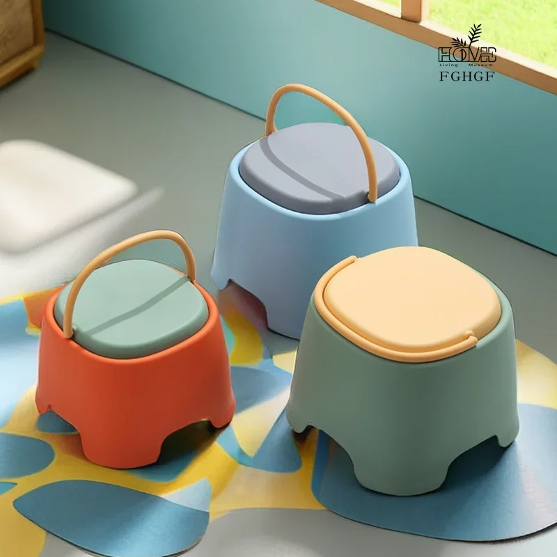 

Thick plastic small chair with handle, household shoe-changing stool, non-slip small bench, kindergarten baby stool