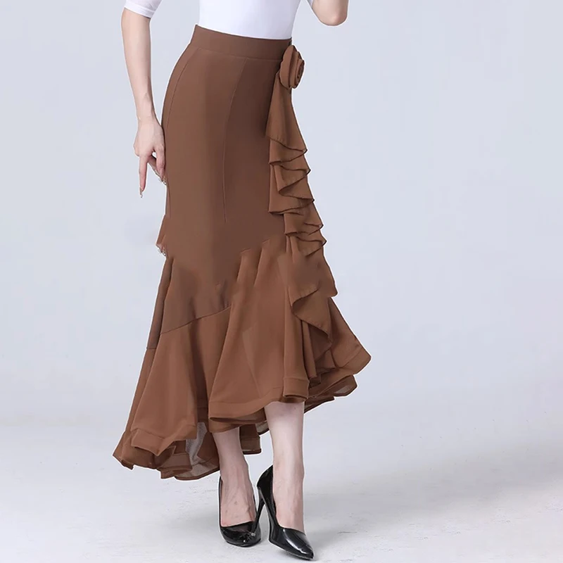 2024 Elegant Ballroom Dance Skirts for Women Performance Modern Flamenco Waltz Standard Clothes