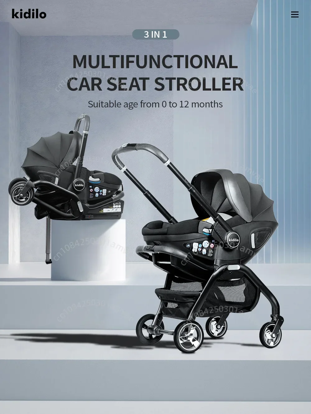 Tragbare Babywagen (einschließlich Babykörbchen für Neugeborene) und multifunktionale Babywagen, die aus der EU versendet werden – hochwertige, zusammenklappbare Babywagen. – Detail 1