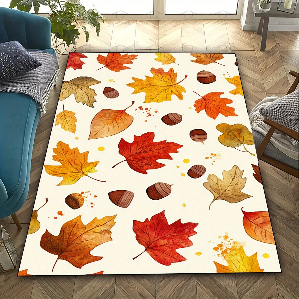 

1pc Autumn Leaves and Acorns Pattern Blanket, Crystal Velvet Fabric, Suitable for Bedroom/Study/Living Room/Hotel