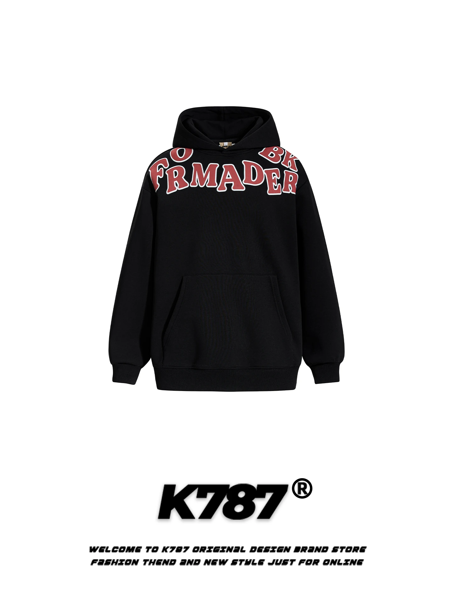 

Худи K787 в американском ретро-стиле с буквенным принтом, свободного кроя, повседневное, унисекс, с капюшоном, верхняя одежда из хлопка и полиэстера