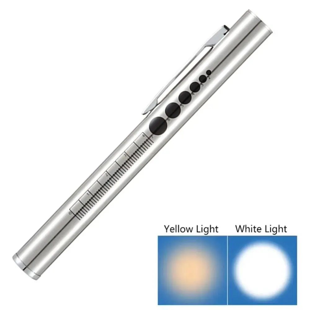 

Portable Mini LED Pen Light Multi Function Pocket Clip Nursing Flashlight Stainless Steel with Dual Lamp Diagnosis Flashlights