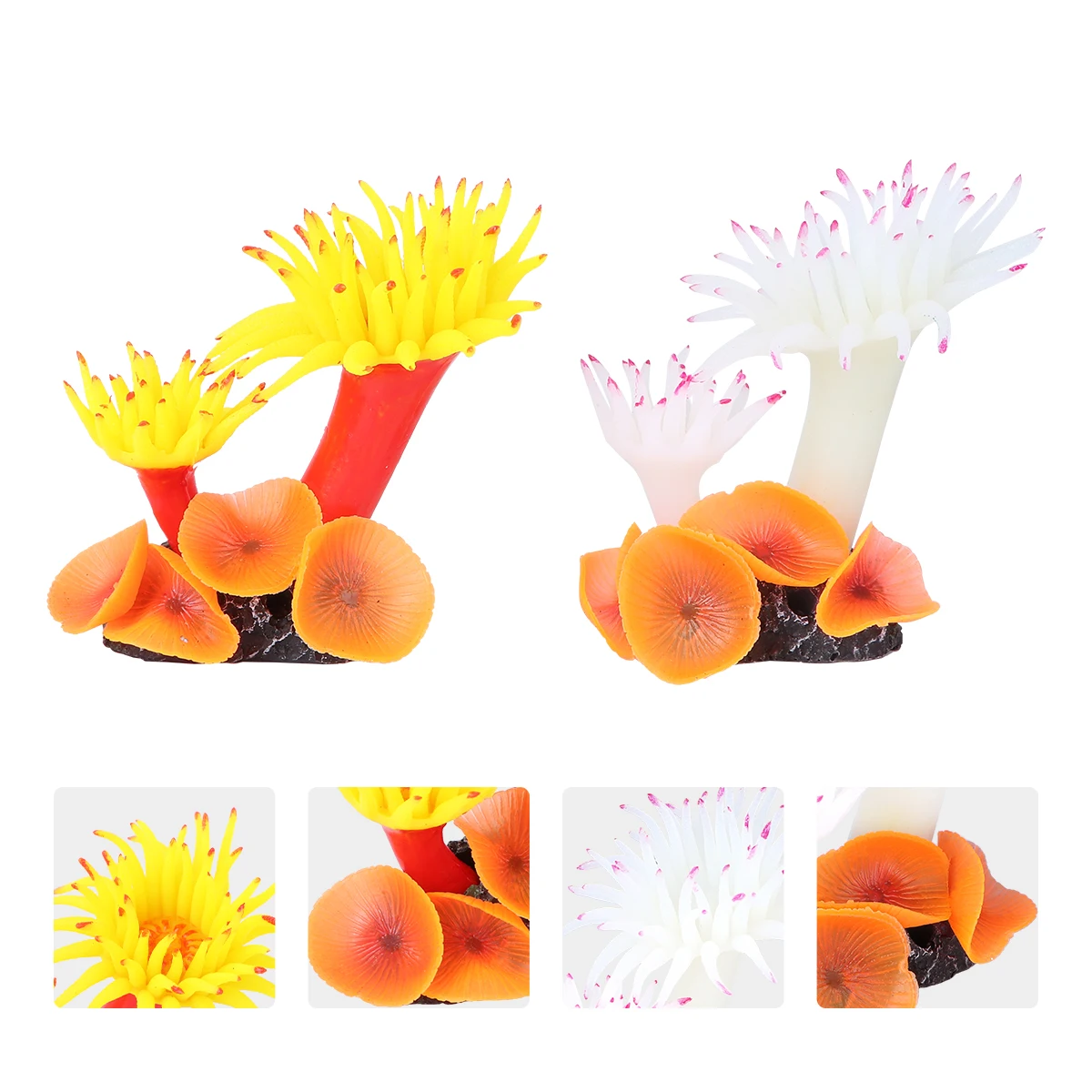 

2 Pcs Coral Anemone Decoration Fish Tank Decorations Aquarium Small Landscaping Simulation Silicone for
