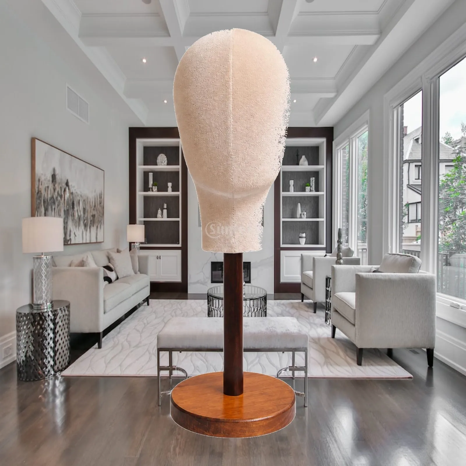 Headpiece Display Stand with Fabric Head Form Stable Freestanding Head-Form Display Stand Lightweight Wear-Resistant