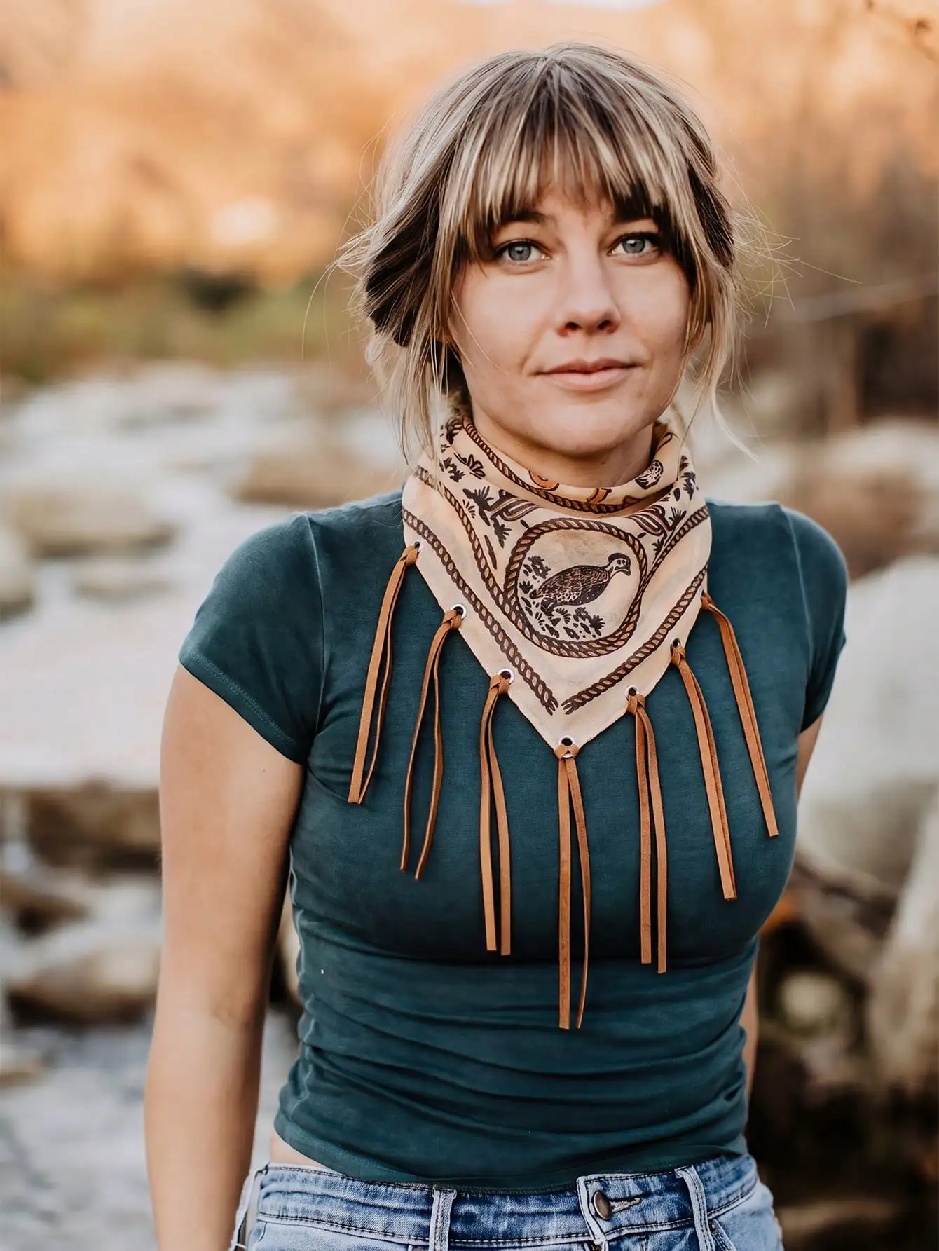 1 PC Lady Fashion Cowgirl Western Cowboy Style Skull Head Tiger Cactus Print Headscarf Square Scarf