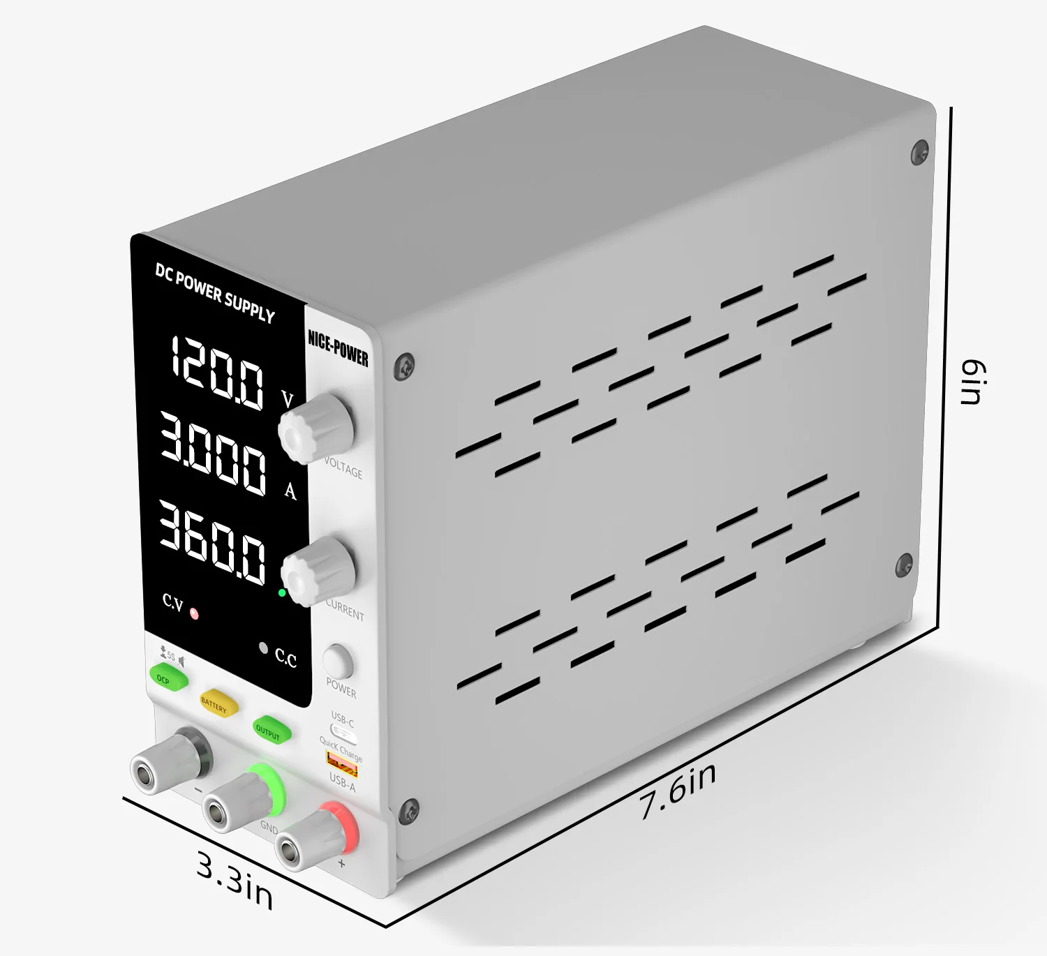 KUAIQU SPPS-C1203C DC Power Supply 120V 3A with Battery Charge Function & Overcharge Protection for 72V Universal Battery Charge