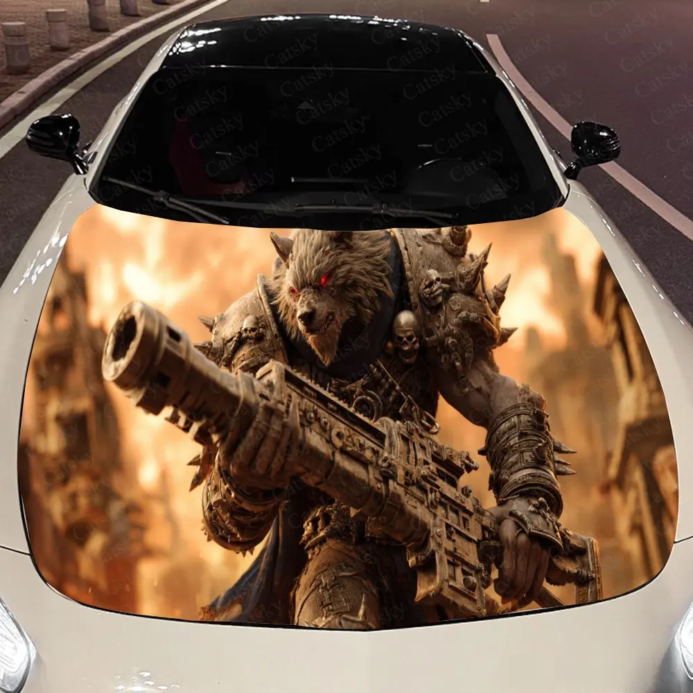 

Cool Werewolf Warrior Auto Cover Sticker, Waterproof and Self-adhesive Auto Hood Decal, Auto Vinyl Wraps, Cool Car Exterior Deca