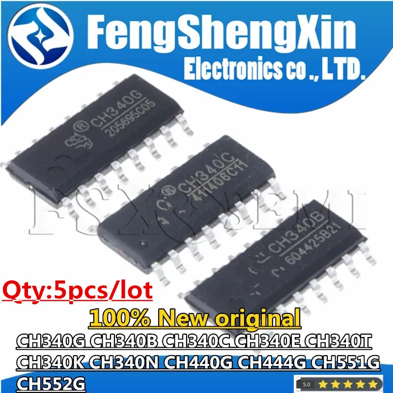 5pcs/lot  New original CH340G CH340B CH340C CH340E CH340T CH340N CH440G CH444G CH551G CH552G CH340K SOP USB to UART Interface IC