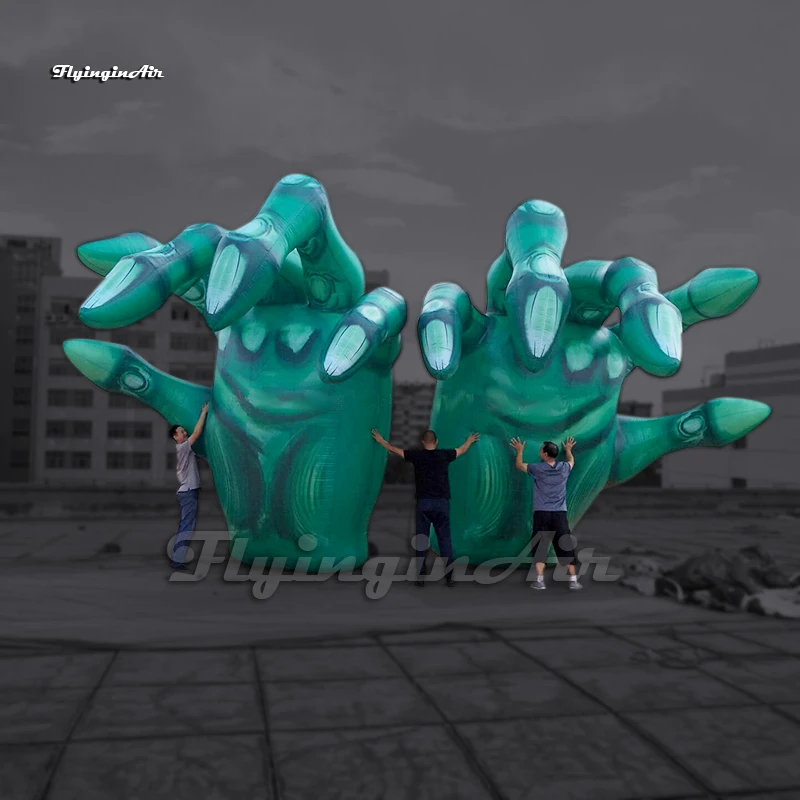 

4m Horrible Hanging Green Giant Inflatable Hand Pendent Air Blow Up Zombie Hand Bone For Carnival Stage Decoration