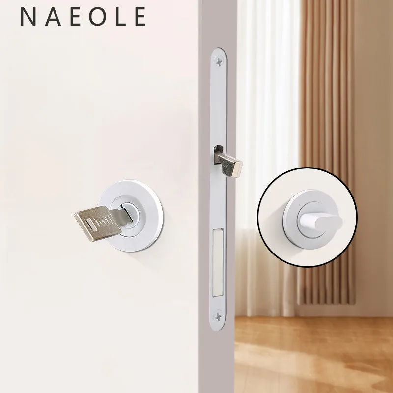 Pocket Door, Bedroom Key, Double-sided Folding, No Handle Hook, Silent Door Lock, Movable Sliding and Folding Door Universal