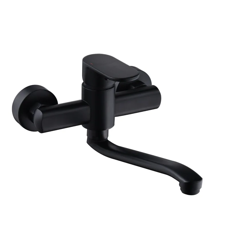 

Black wall type kitchen hot and cold faucet vegetable basin basin wall type faucet