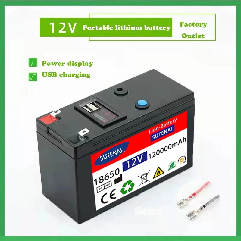 Akumulator 12V 120Ah 18650 akumulator litowy akumulator do baterii pojazd elektryczny energii słonecznej + ładowarka 12, 6 v3a