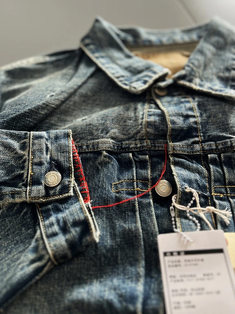 

Мужская джинсовая куртка свободного кроя из 100% хлопка, с эффектом потертости и рваными элементами, укороченная, с длинными рукавами, для молодежи