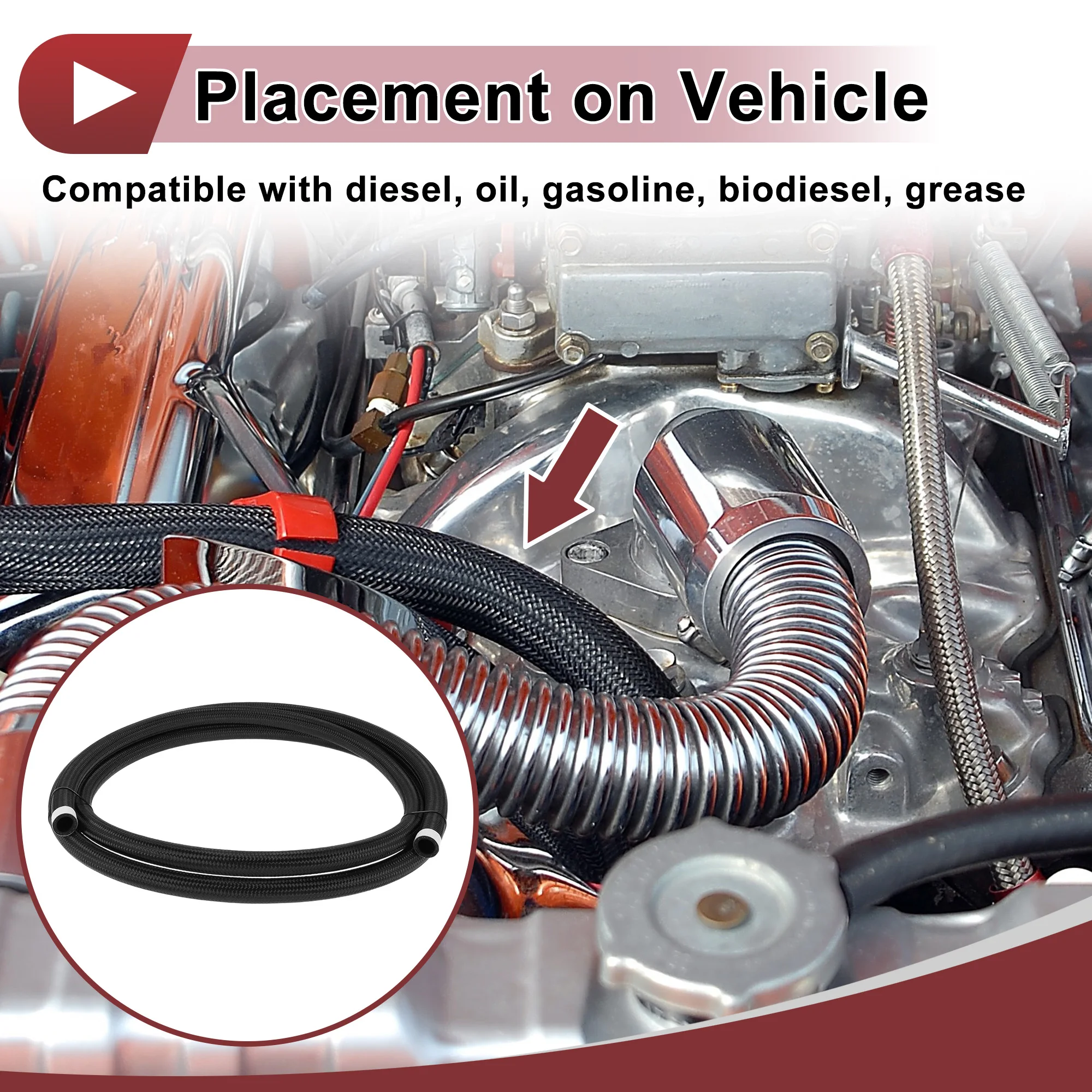 UXCELL خرطوم خط الوقود AN-10 9.8ft 0.56 "ID 0.8" OD CPE المطاط، النايلون مضفر 1 قطعة للسيارة #2