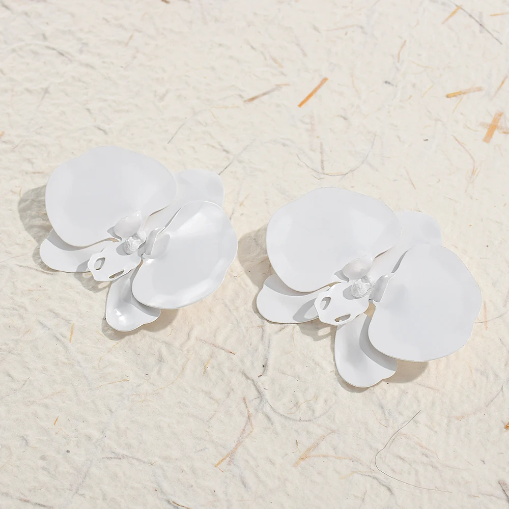 Exaggerated Metal Big Heavy Butterfly Orchid Earrings For Women Statement Earrings Flower Jewelry