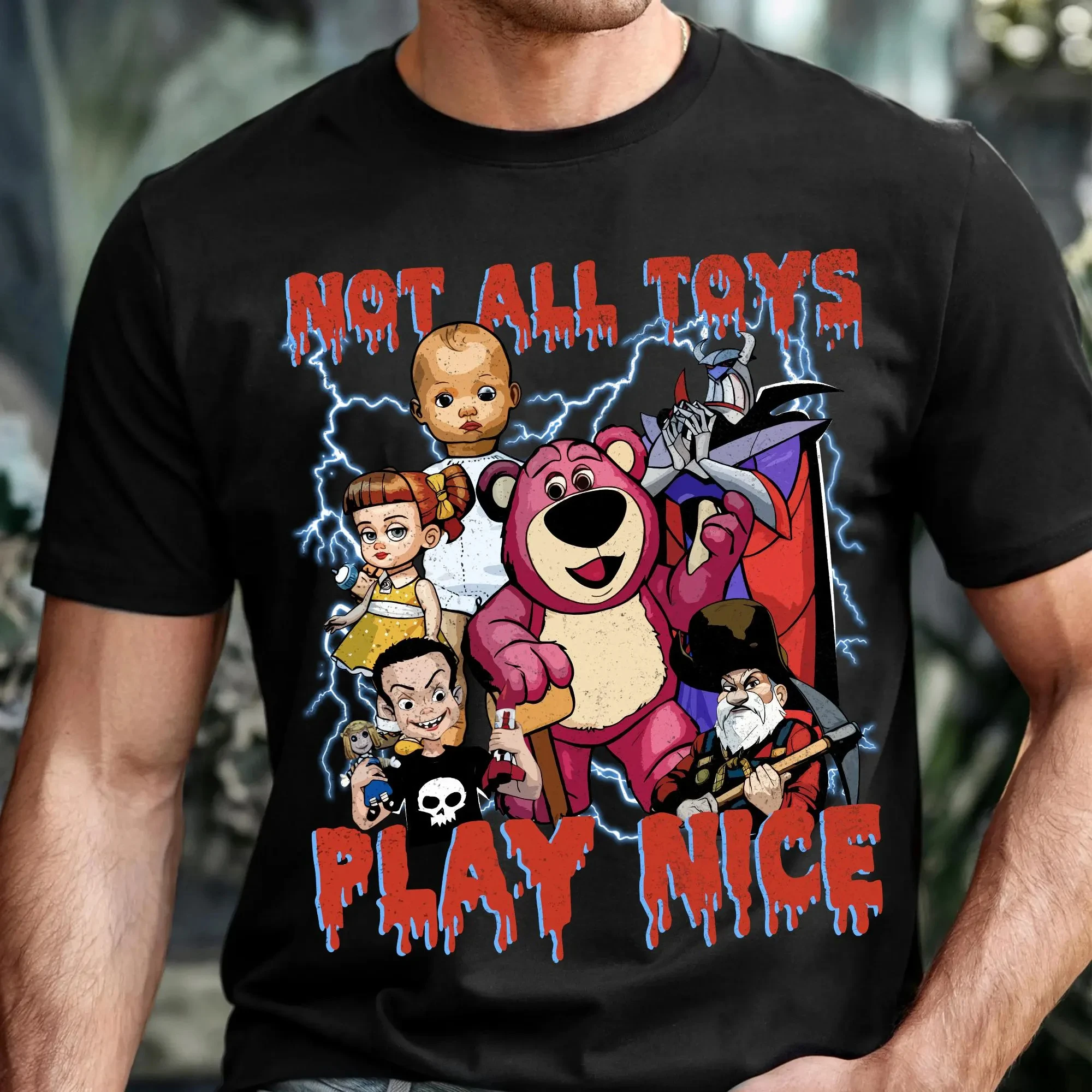 Lustige Pirated Disney Villain T-Shirts Pixar's „Toy Story“ Teddybär und Zack „Not All Toys Get Along Well“ T-Shirt Disneyl Outfit